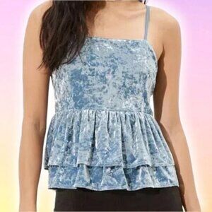 NWT AMERICAN EAGLE Crushed Velvet Tiered Babydoll Top Sz XS